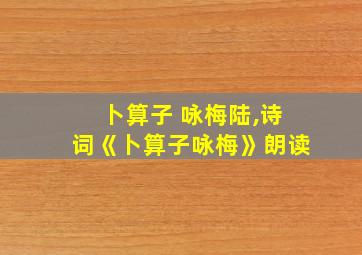 卜算子 咏梅陆,诗词《卜算子咏梅》朗读